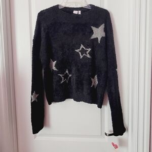 Make + Model Black Sweater with Silver Star Suze Large